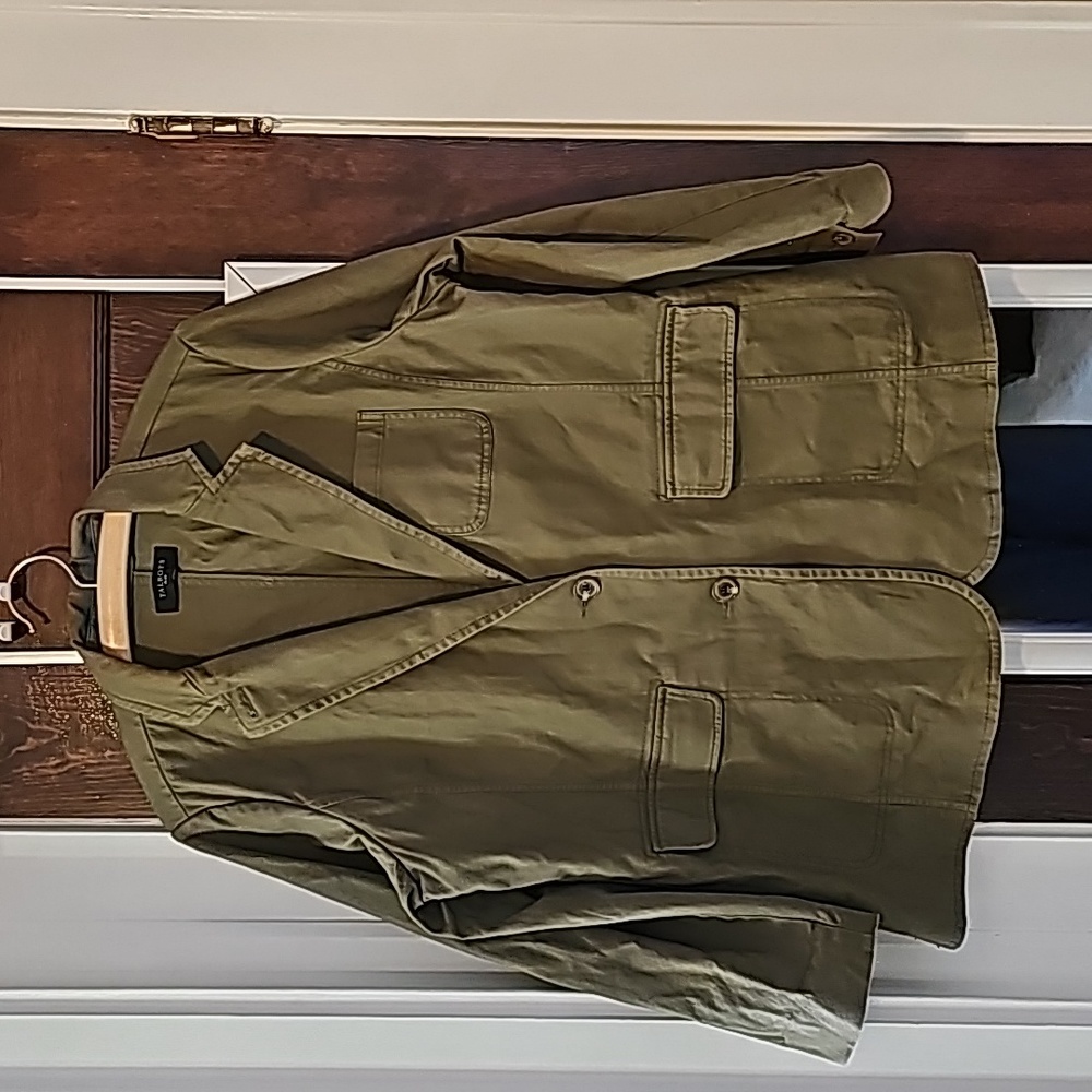 Talbots Casual Olive Green Pocket Front Long Sleeve Blazer